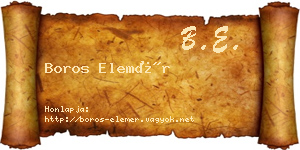 Boros Elemér névjegykártya